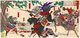 Japan: The female samurai Tomoe Gozen at the Battle of Awazu (1184) defeating Uchida Ieyoshi and Hatakeyama Shigetada. Toyohara Chikanobu(1838-1912), 1899