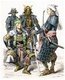 Japan: A group of four samurai warriors in full armour, c. 1880